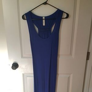 Long Blue Cotton Maxi Dress, Size M
